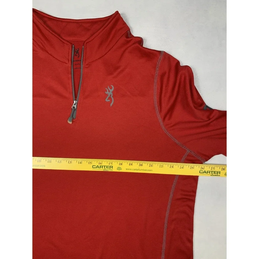 Browning Pullover Mens‎ XL Red 1/4 Zip Performance Shirt Hunting Logo